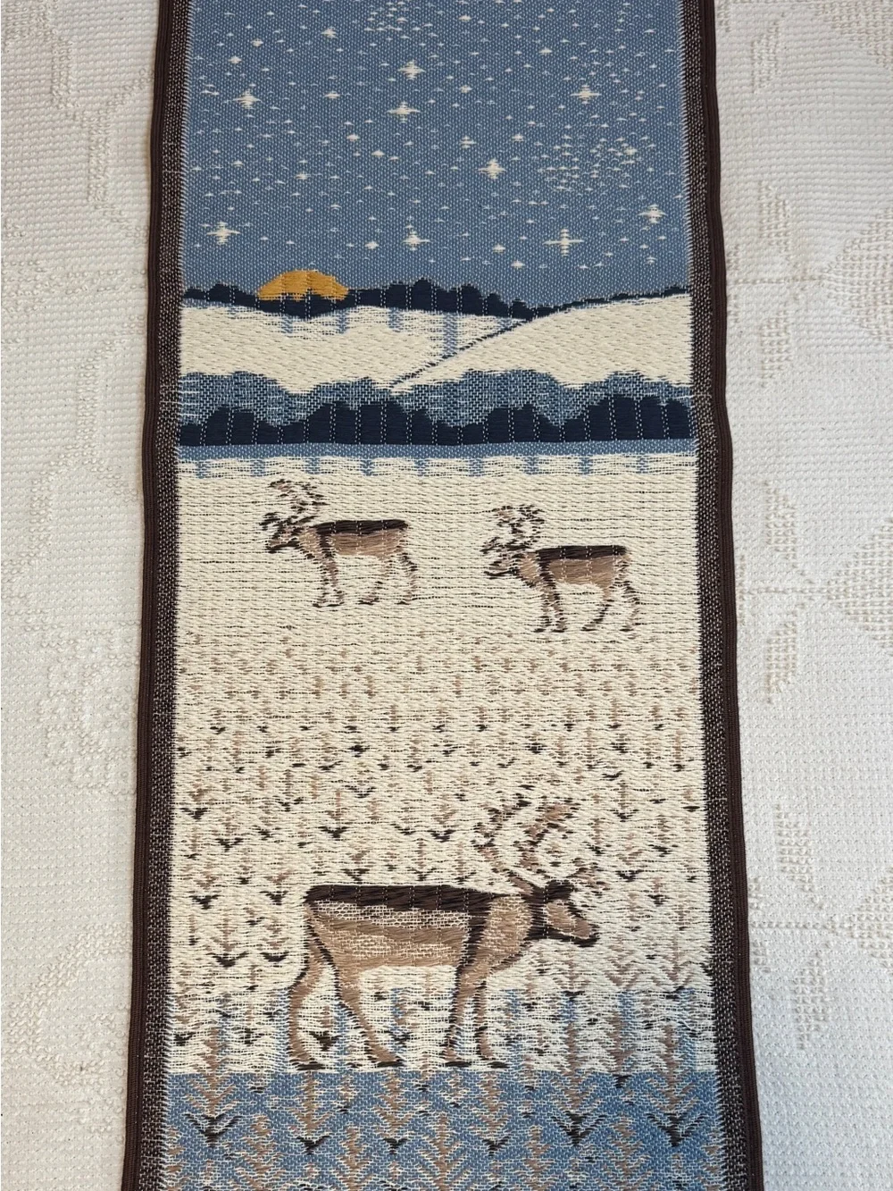 New HANHISALON KUTOMO OY Woven Finnish Wall Hanging Winter/Reindeers Design